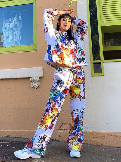 Digital Floral Printed Sports Sweatshirt