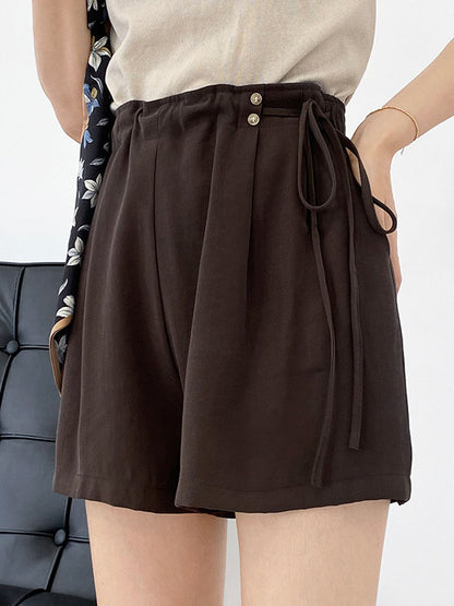 Cuprammonuium Bandage High-Waisted Wide-Leg Shorts