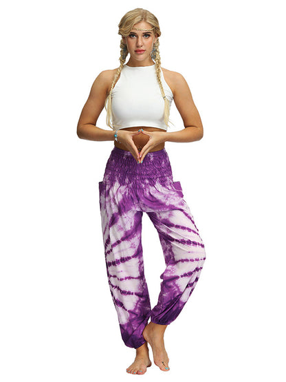 Bohemia Tie-Dyed Elastic Multi-Colored Knickerbockers& Yoga Pants