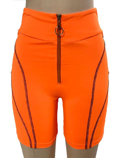 Zipper Letter Printed Sports Shorts