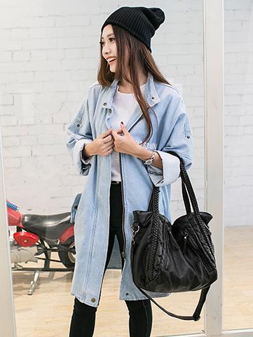 Black Zipper Single Shoulder Bag Tote Bag