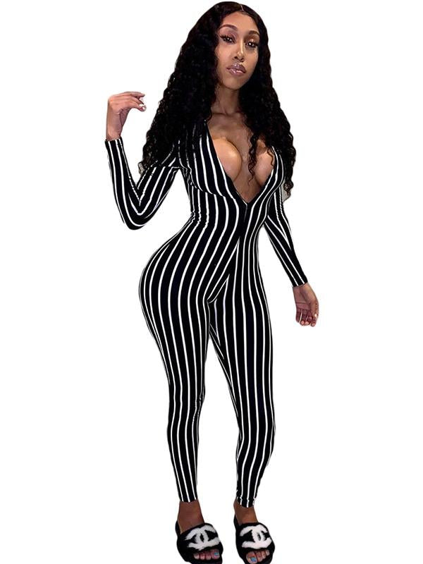 Fashion Casual Striped Printed Yoga Jumpsuits