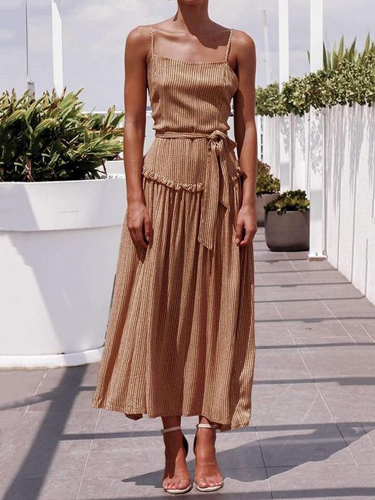Vacation Fashion Collect waist Maxi Dresses