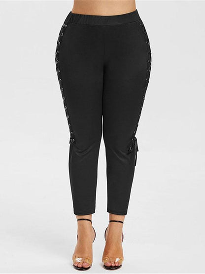 Vintage Bandage Solid Leggings Pants