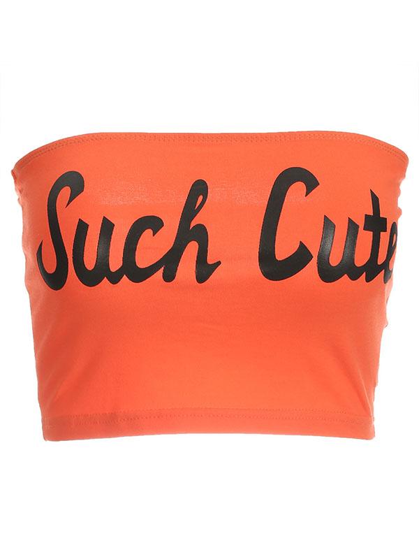 Street Casual Hip-Hop Letter Printed Strapless Tank