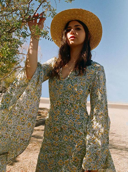 Flared Sleeves Bohemia Maxi Dress