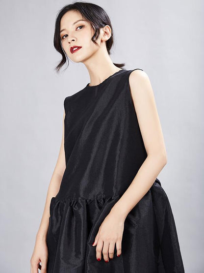 Simple Black Sleeveless Short Dress