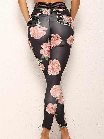 Flower Printed Lace Yoga Leggings