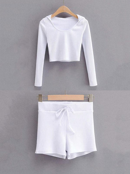 Wrap Solid Long Sleeves Hooded Yoga Suits