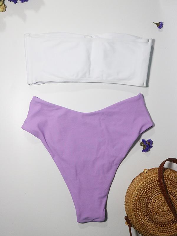 Sexy Solid Bandeau Bikinis Swimwear