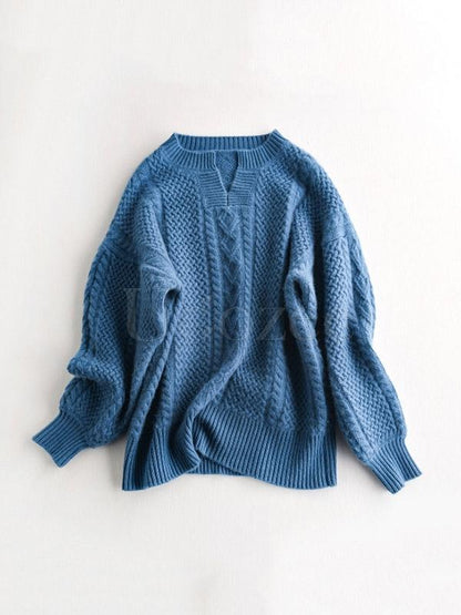 Vintage Loose V-neck Lantern Sleeves Sweater