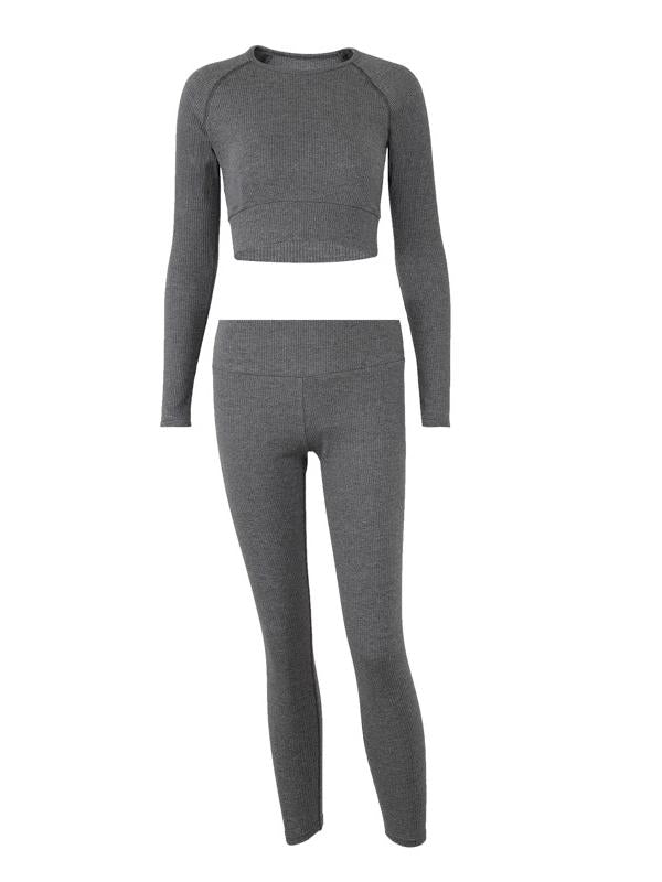 Solid Sports Tee& Fitness Leggings Suits