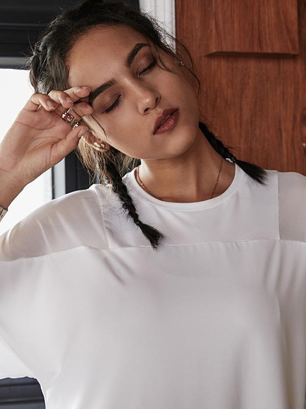 Loose Solid See-Through Yoga Tees