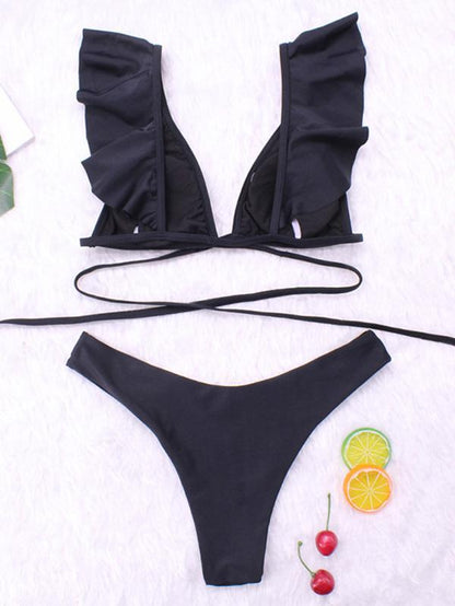 Falbala Plain&Printed Bikinis Swimwear