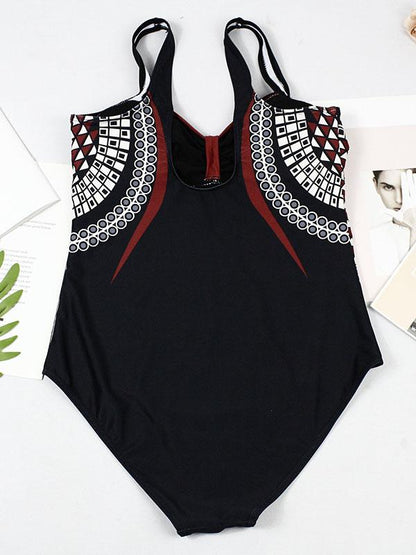 Retro Printed One-piece Swimwear