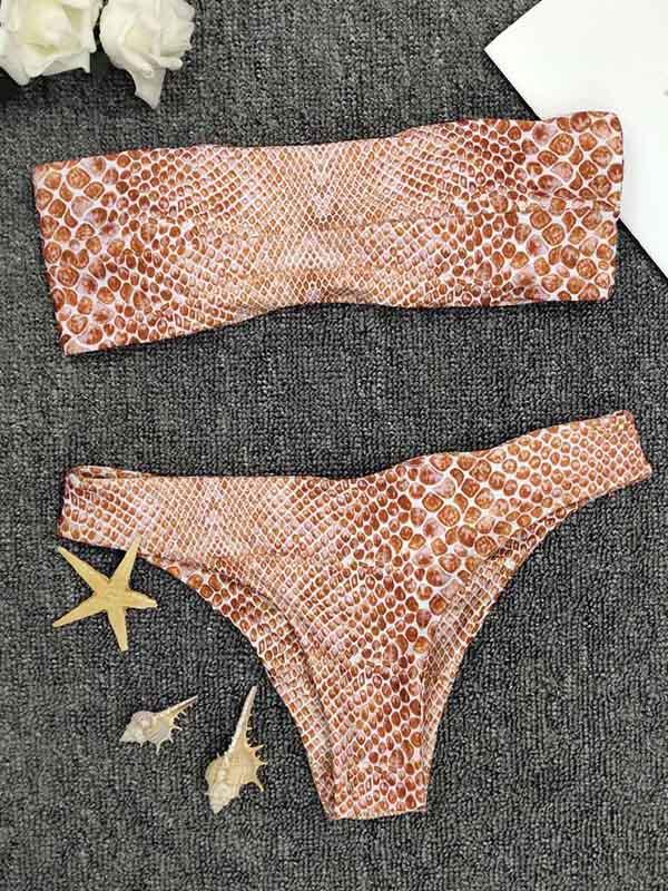 classic snakes crisscross bra-style bikini top Images... Sexy Strapless Snake Print Bikini Set - rrdeye