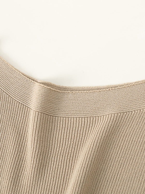 Original Simple Casual Solid Color Skinny Knitting T-Shirt Top