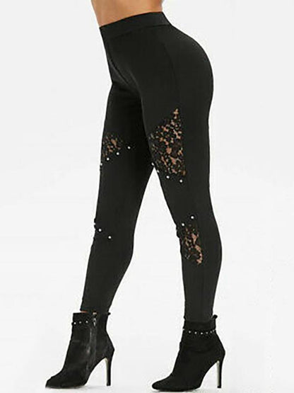 Solid Wrap Lace Casual Pants Bottoms