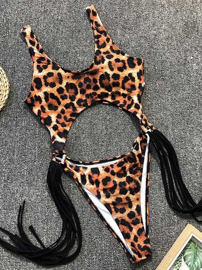 Hollow Tasseled One-piece Swimwear