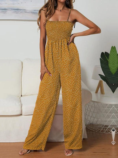 Polka-dot Spaghetti-neck Jumpsuits Bottom