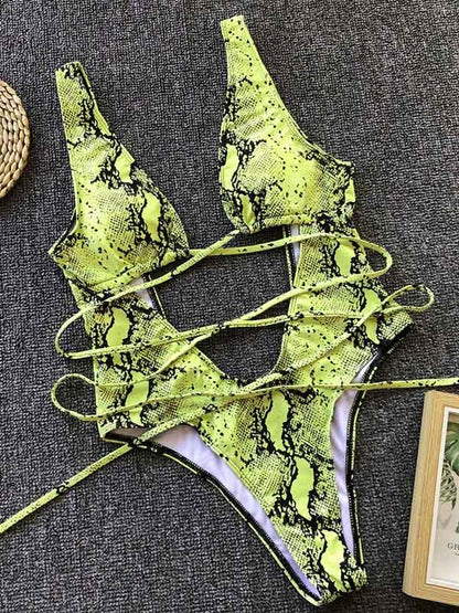 Leopard&Snakeskin Scrunch One Piece Swimsuit