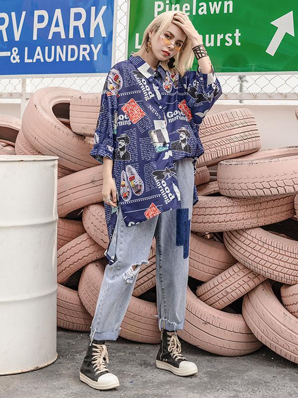 Fashion Wide-leg Broken Hole Pants