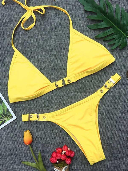 Sexy Backless Plain Bikinis Swimwear