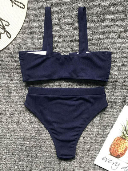 Bandeau With High Waist Bikini Set