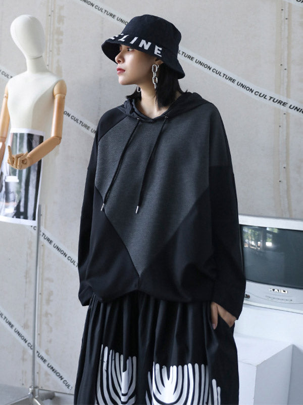 Casual Hooded Drawstring Split-Joint Hoodies&Sweatshirt Tops
