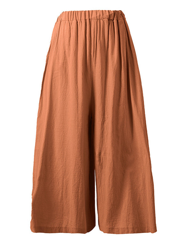 Casual 11 Colors  Solid Column Wide Leg Capri-Pants