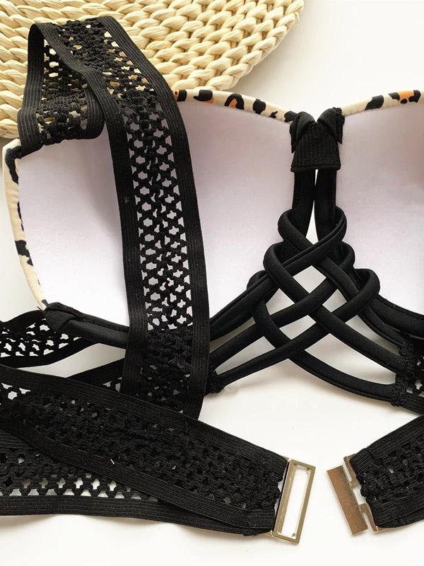 Underwired Bandage Split Bikini Swimsuit