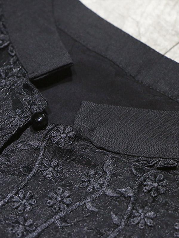 Loose Solid Hollow Flower Embroidered Maxi Dresses