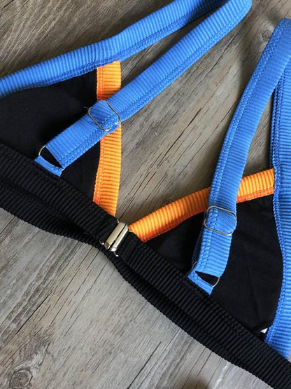 Triangles Colors Hemming Bikini Swimsuit
