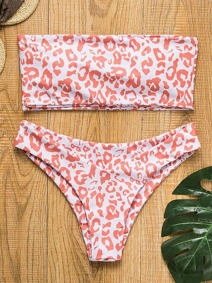 Bandeau Flowers&Leaves Printed Bikini