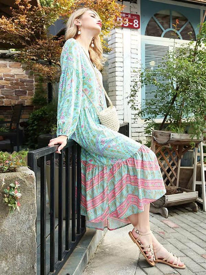 Retro Bohemia Floral Maxi Dress