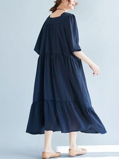 2019 Summer New Loose Embroidery Falbala Dress