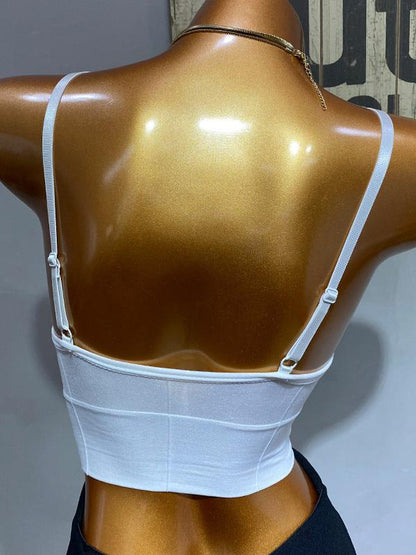 Wrap Backless Solid Spaghetti-Neck Vest Top
