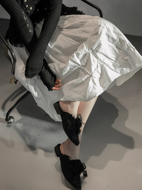 Original Pleats Solid Color A-Line Skirt