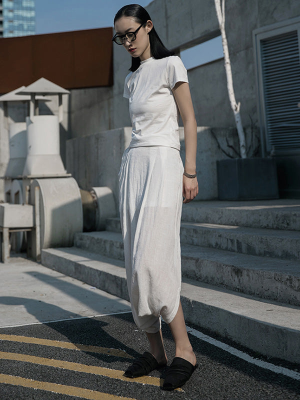 Casual Solid Color Asymmetric Empire Harem Capri-Pants