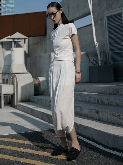 Casual Solid Color Asymmetric Empire Harem Capri-Pants