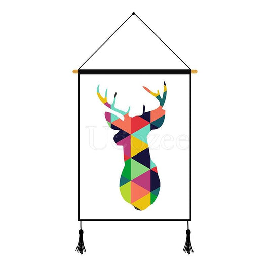 Deer Geometric Pattern Printed Wall Hanging Decoration
