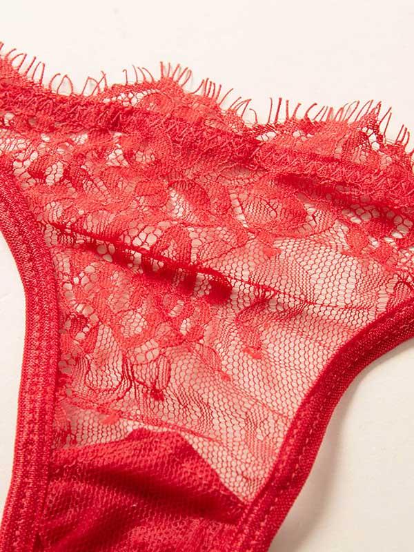 Eyelash Lace Underwired Split Sexy Lingerie
