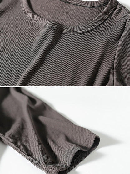 Simple Asymmetric Irregular Clipping Round-Neck Short Sleeves T-Shirt