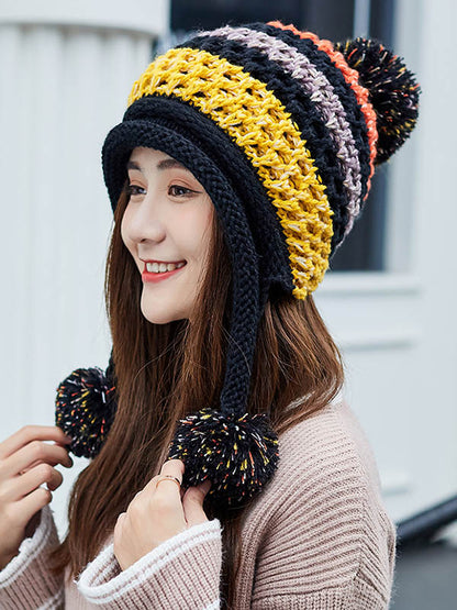 Casual Warm Contrast Color Knitted Hat