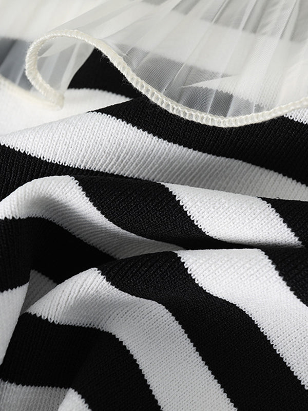 Original Chic Falbala Mesh Split-Joint T-Shirt Top