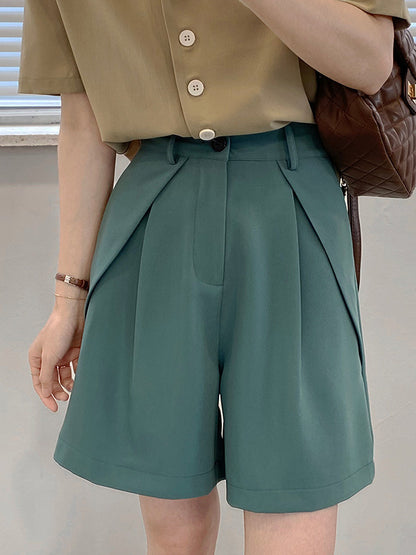 Original Solid Color High-Waisted Wide-Leg Column Shorts