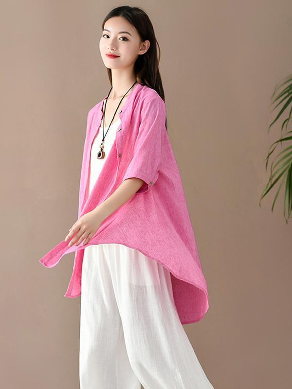 Vintage Irregularity Solid Blouses&Shirts Tops