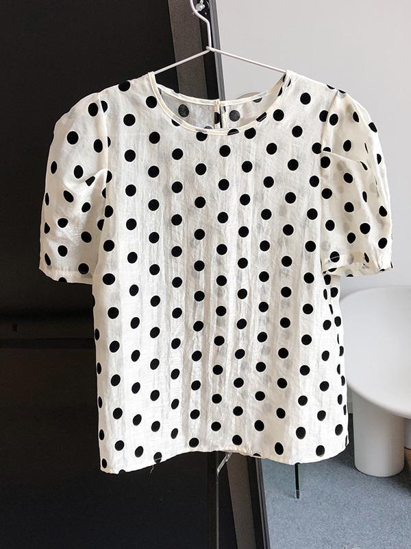 Original Polka-Dot Bishop Sleeve T-Shirts Tops
