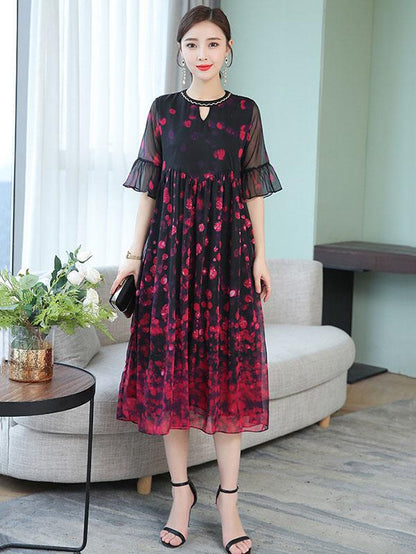 Loose Oversize Printed Polka-Dot Dress