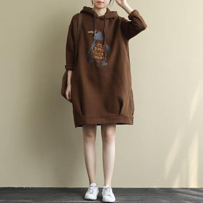 Buykud Autumn Winter Embroidery Plus Velvet Casual Hoodie